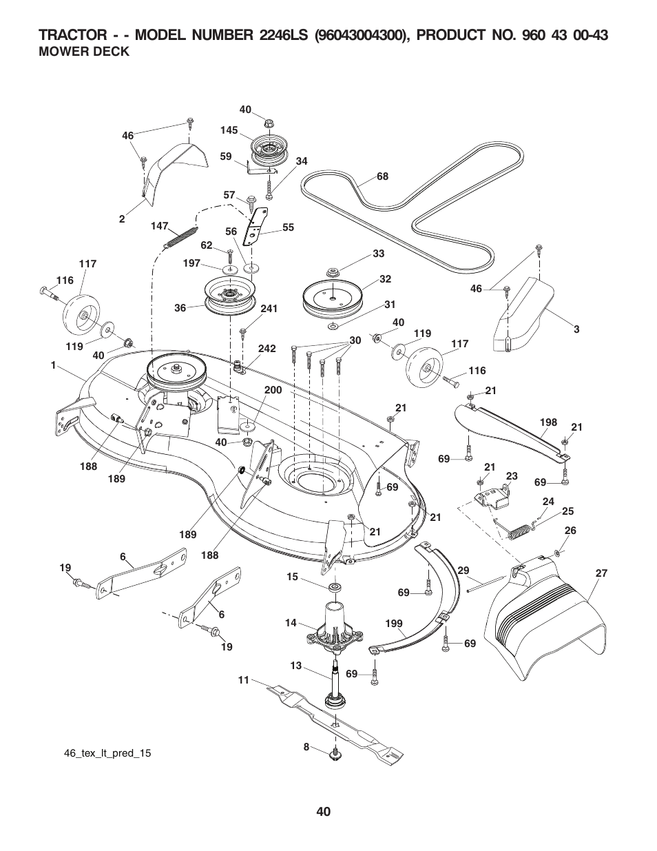 Mower deck | Husqvarna 2246LS User Manual | Page 40 / 44