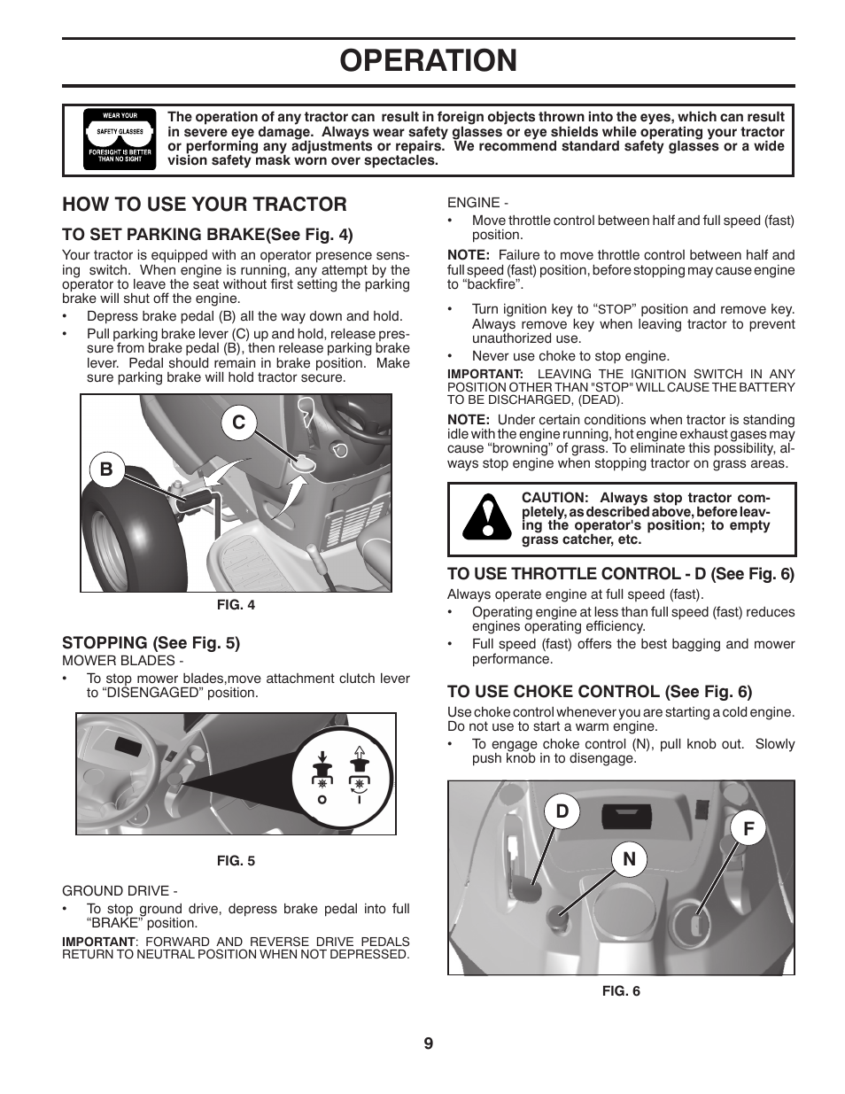 Operation, How to use your trac tor, Fd n | Husqvarna 2246LS User Manual | Page 9 / 44
