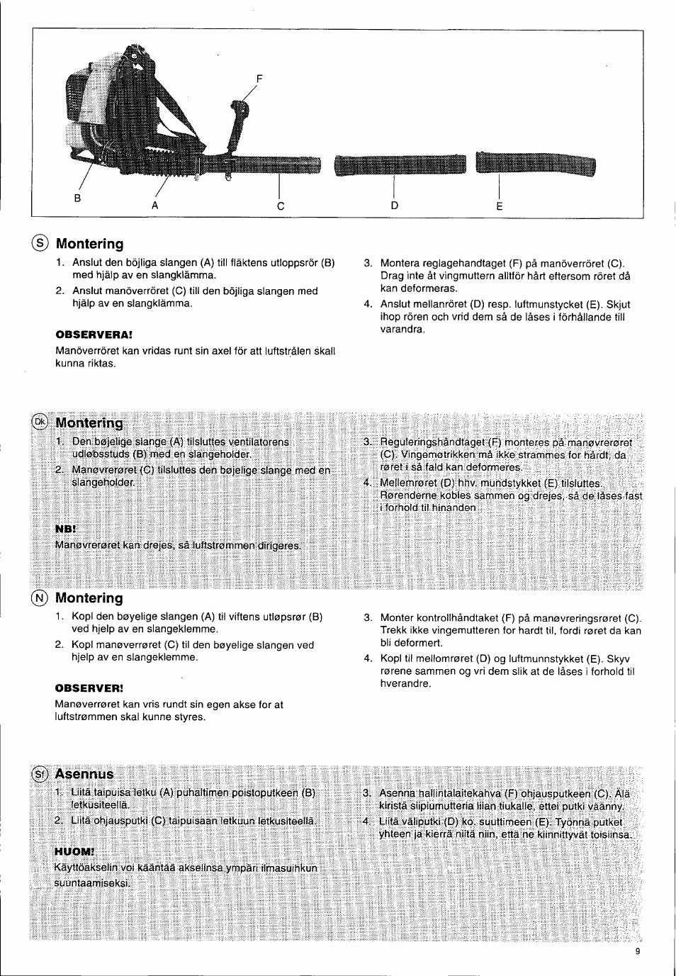 Montering, Sf) asennus | Husqvarna 140 B User Manual | Page 10 / 46