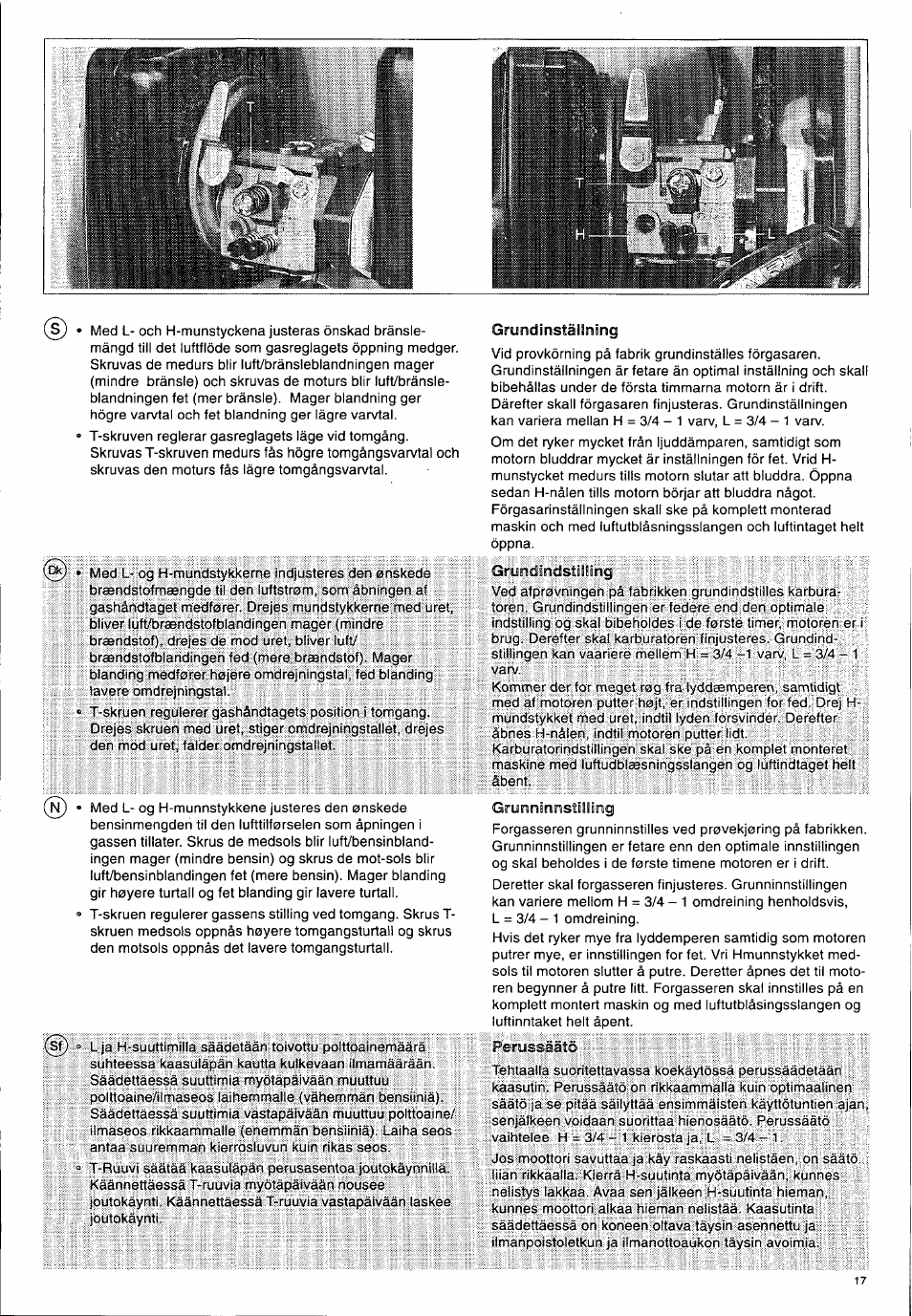 Grundinstàllning | Husqvarna 140 B User Manual | Page 18 / 46