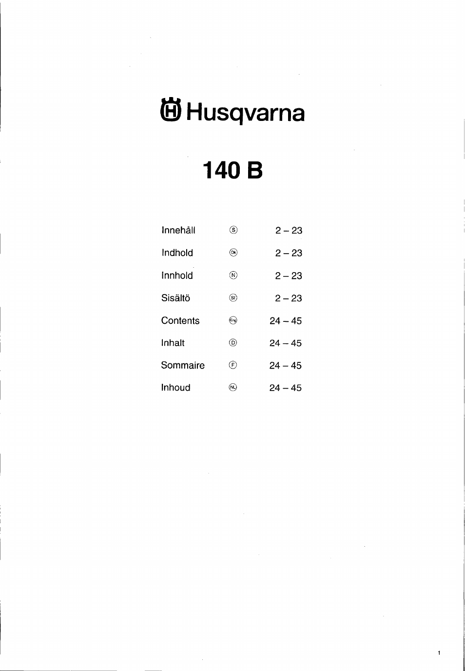 Husqvarna, 140 в | Husqvarna 140 B User Manual | Page 2 / 46