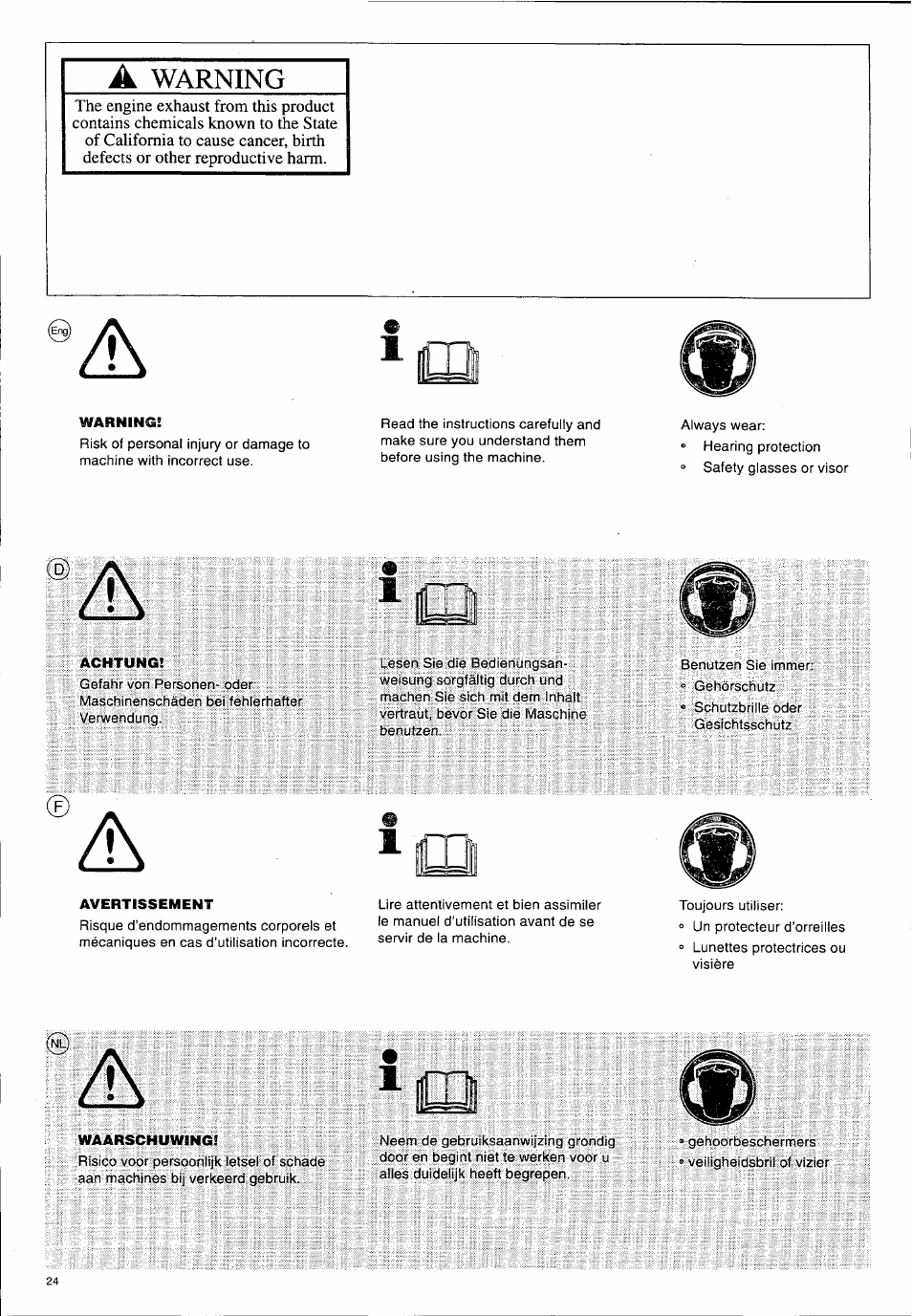 Warning | Husqvarna 140 B User Manual | Page 25 / 46