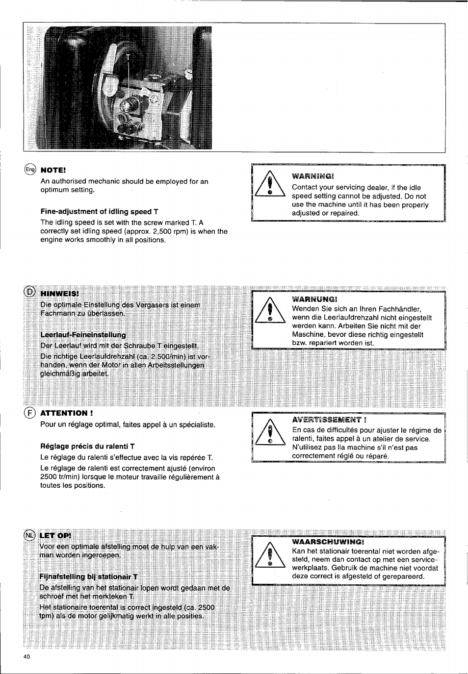 Wahi«un6, A¥ertissememt | Husqvarna 140 B User Manual | Page 41 / 46