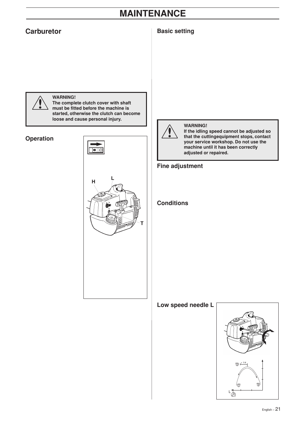 Maintenance | Husqvarna 325P4 User Manual | Page 21 / 28