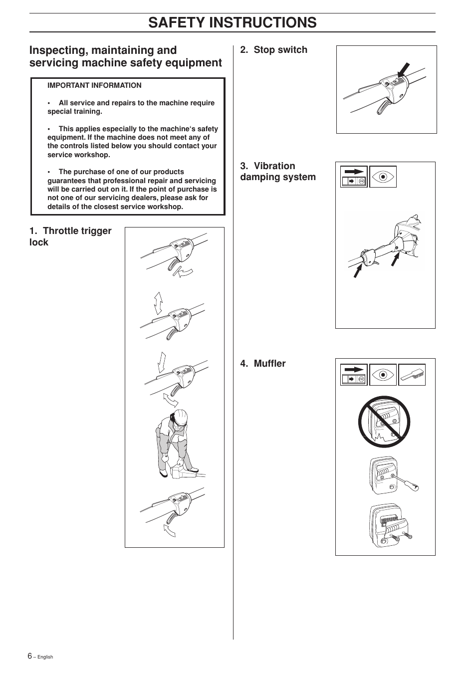 Safety instructions | Husqvarna 325P4 User Manual | Page 6 / 28