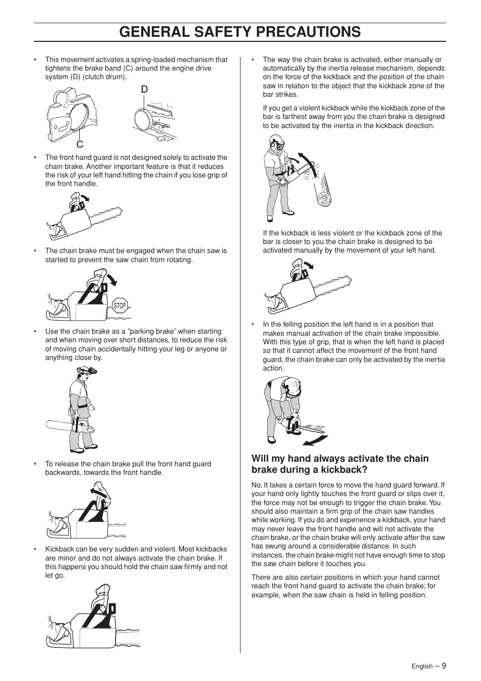 General safety precautions | Husqvarna 372XP EPA II User Manual | Page 9 / 44