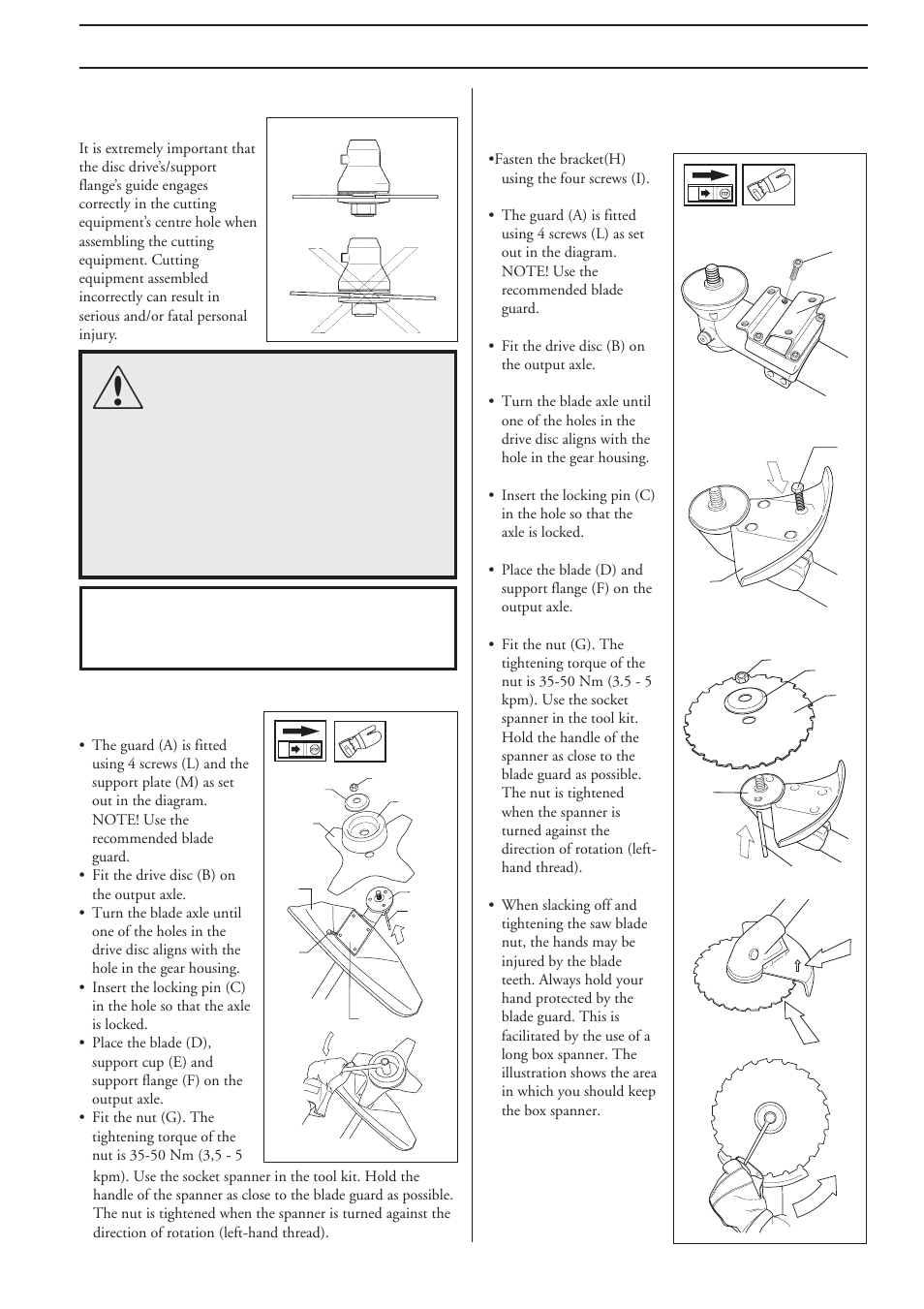 Assembly, Assembling the blade guard and grass blade | Husqvarna 225R User Manual | Page 19 / 36