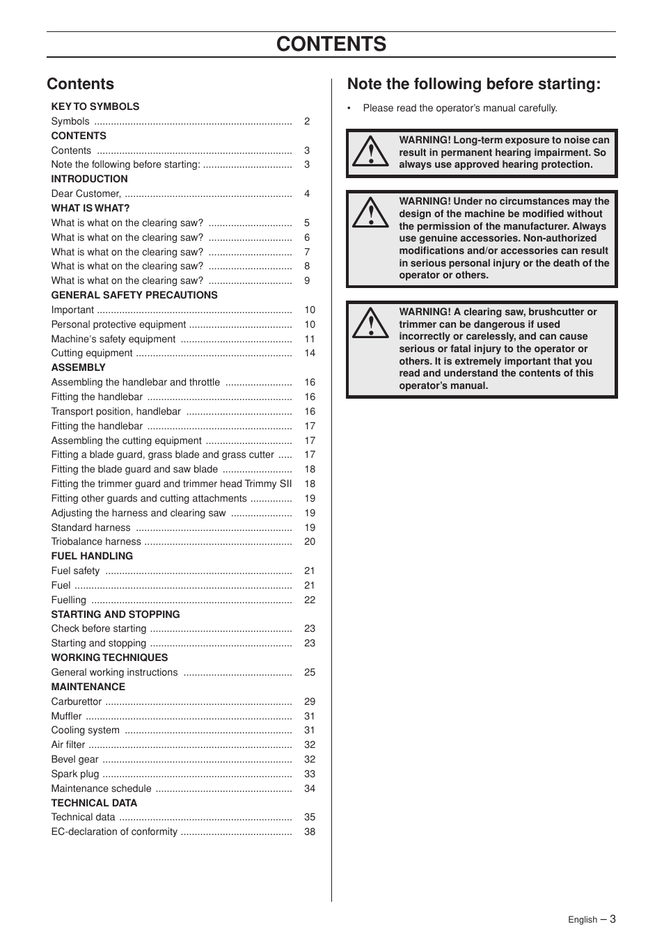 Husqvarna 252RX User Manual | Page 3 / 48