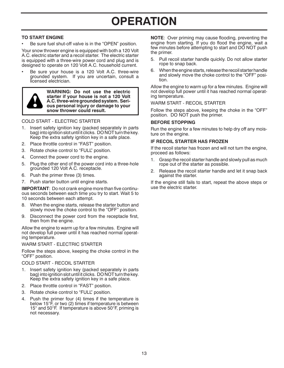 Operation | Husqvarna 1130SB-LSB User Manual | Page 13 / 44