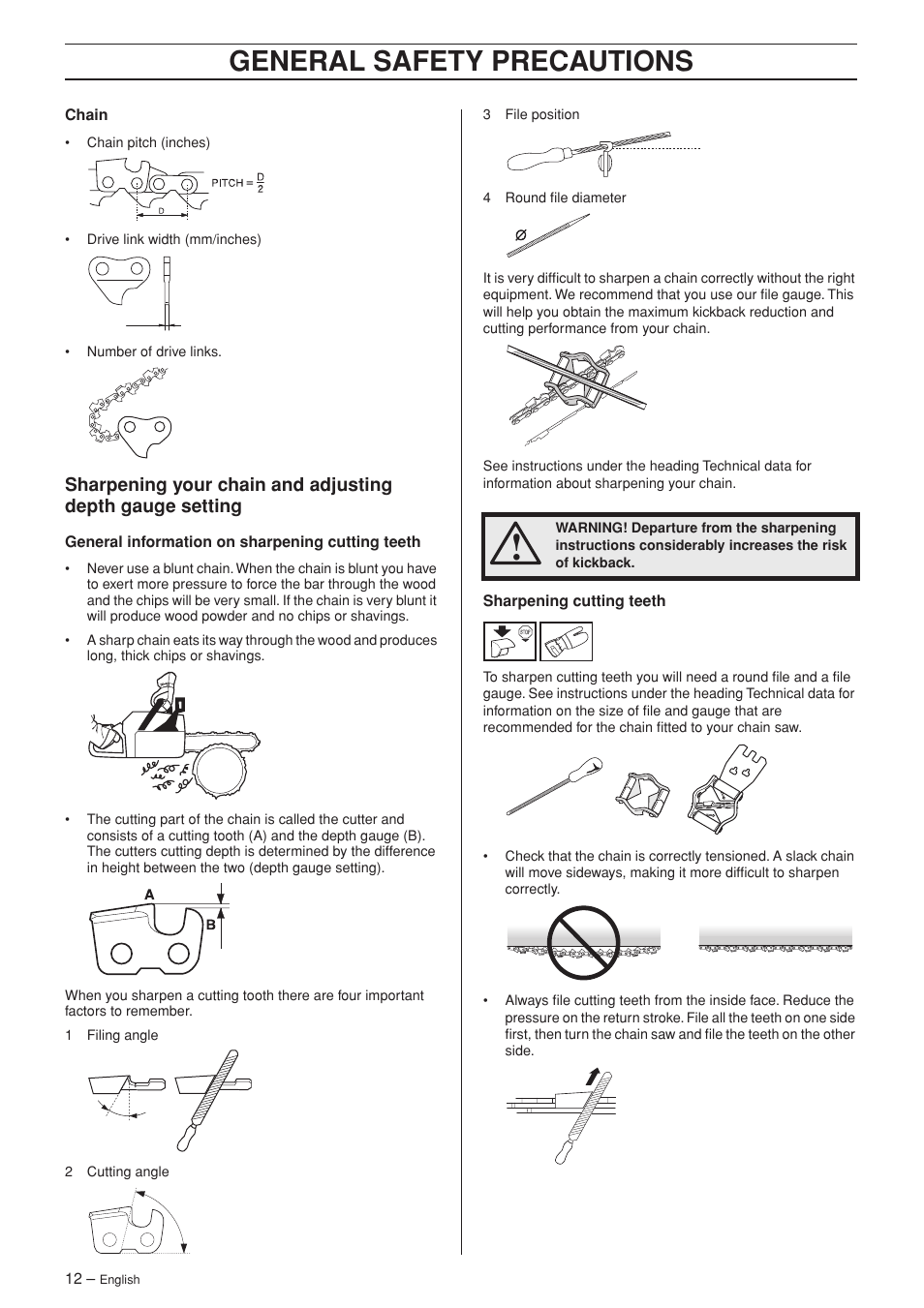 General safety precautions | Husqvarna 346XP EPA II  EN User Manual | Page 12 / 44