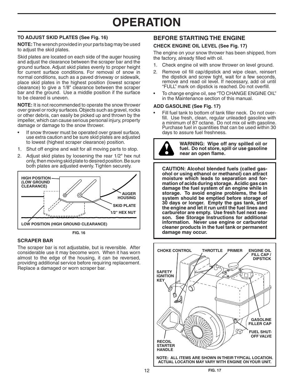 Operation, Before starting the engine | Husqvarna 524ST User Manual | Page 12 / 32