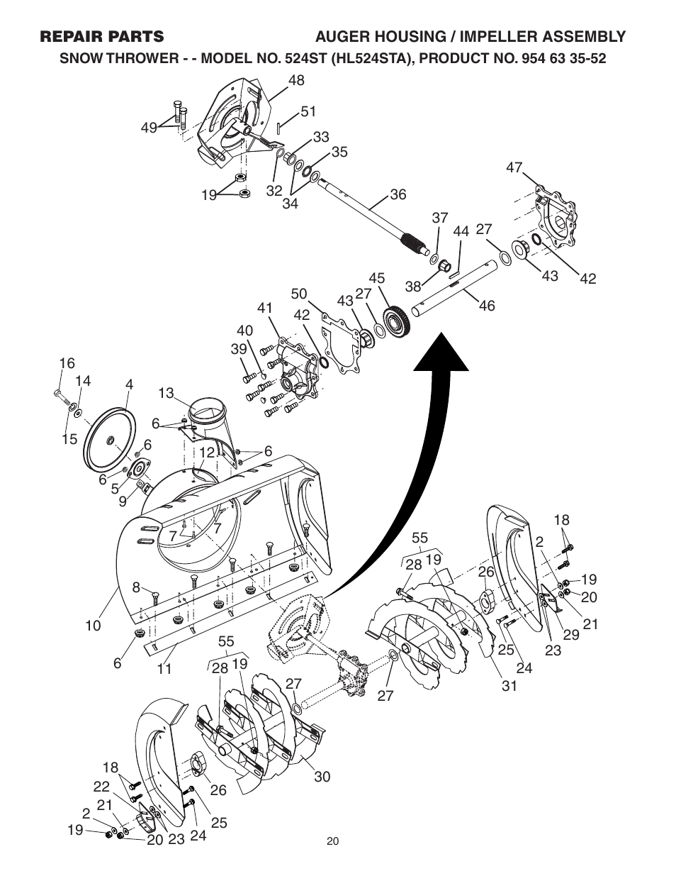 Repair parts, Auger/ impeller | Husqvarna 524ST User Manual | Page 20 / 32