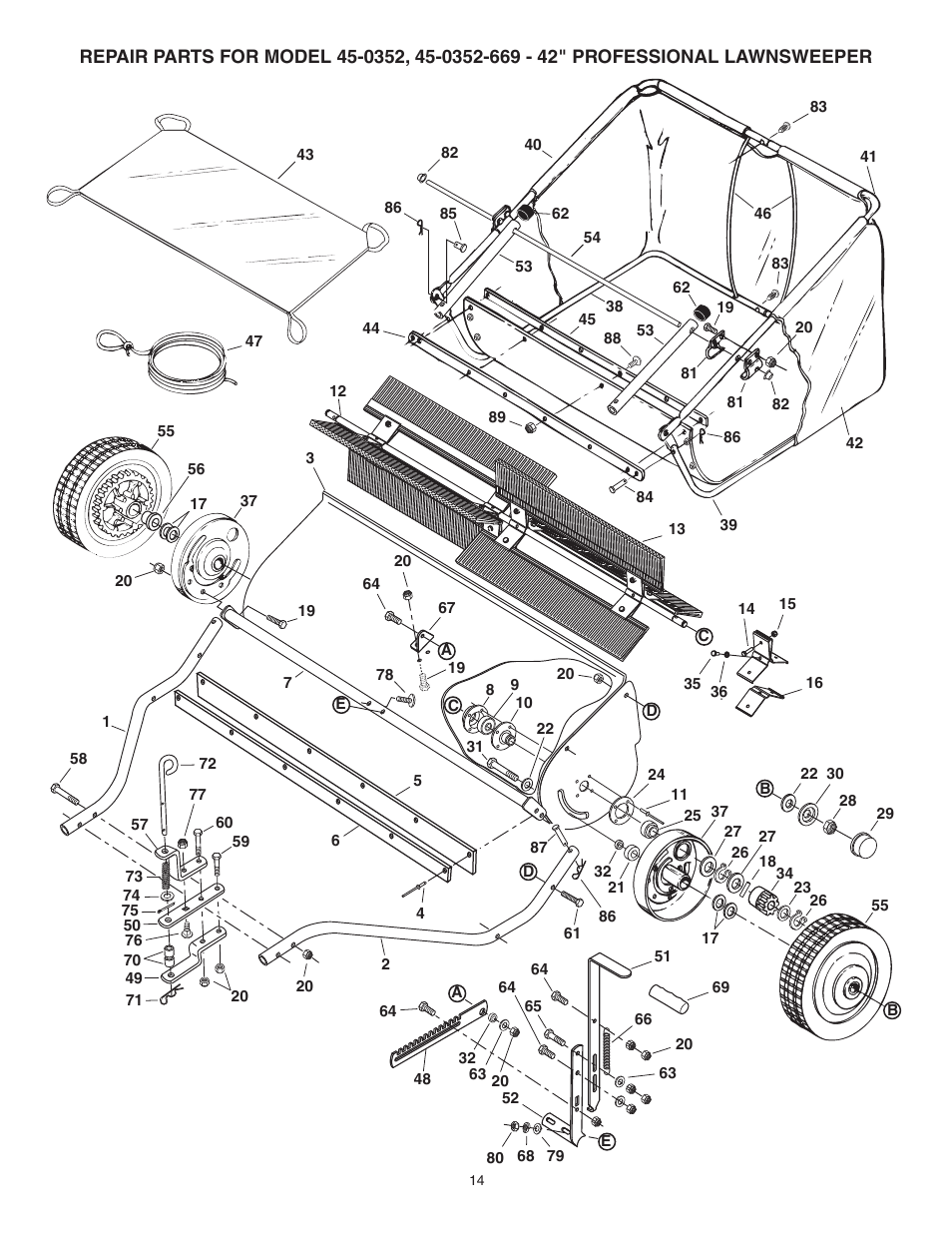 Troubleshooting, Repair parts | Husqvarna 45-0352 User Manual | Page 14 / 16