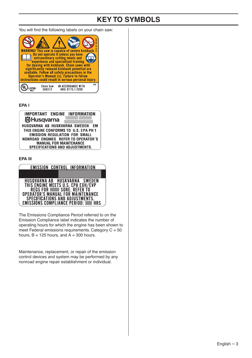 Key t o symbols | Husqvarna 1153177-95 User Manual | Page 3 / 44