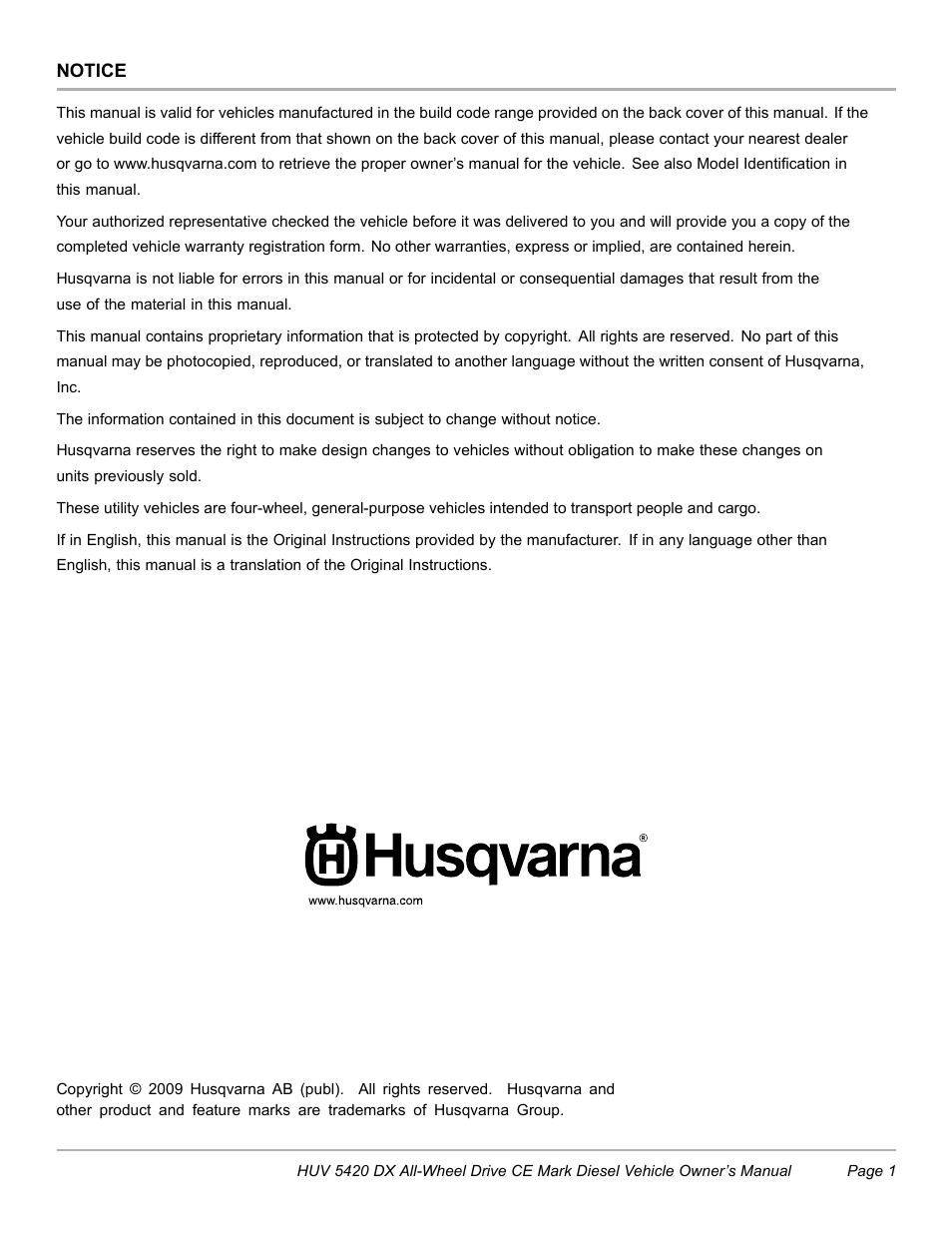 Husqvarna HUV 5420 DX User Manual | Page 3 / 56