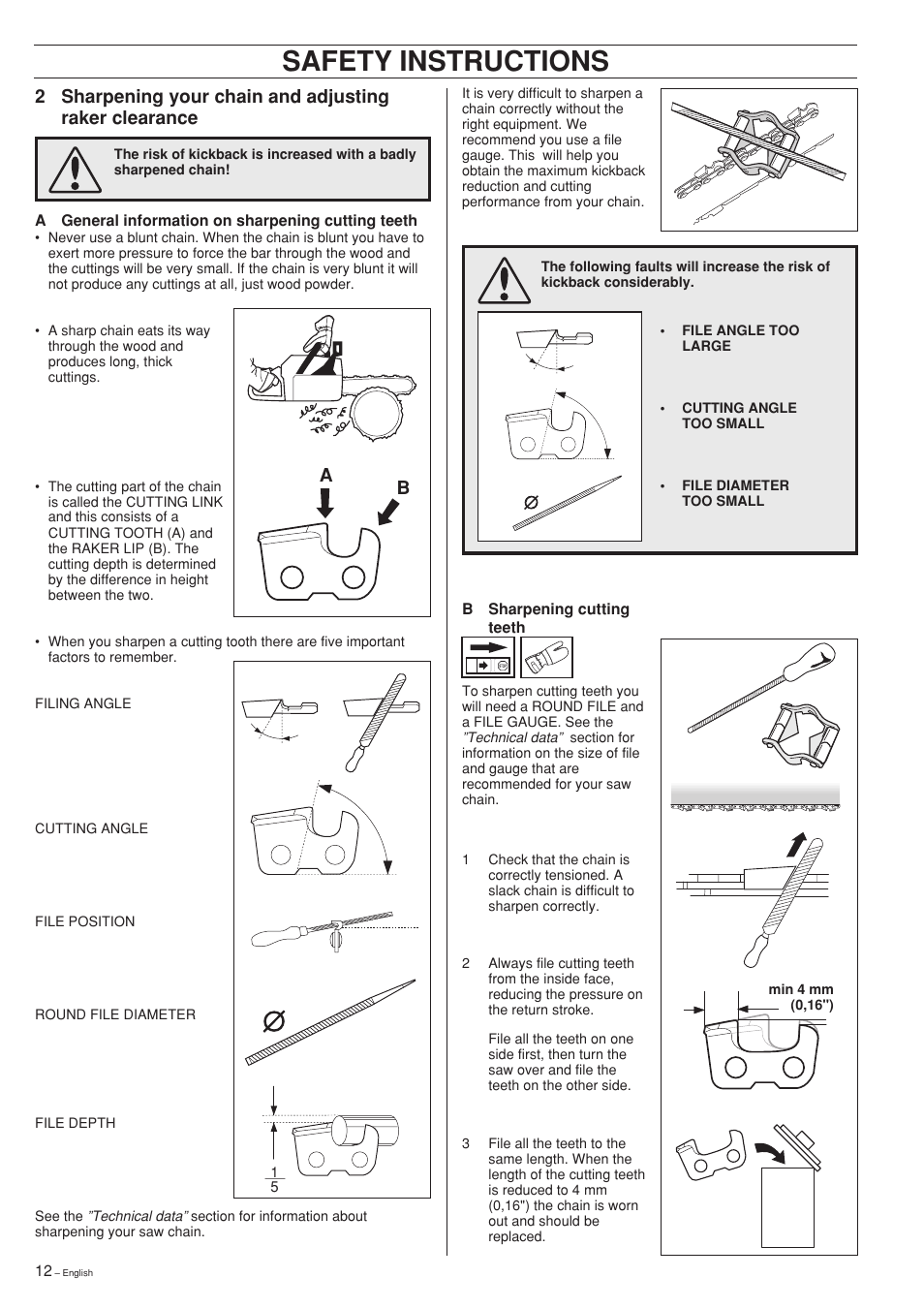Safety instructions | Husqvarna 281XP User Manual | Page 12 / 36