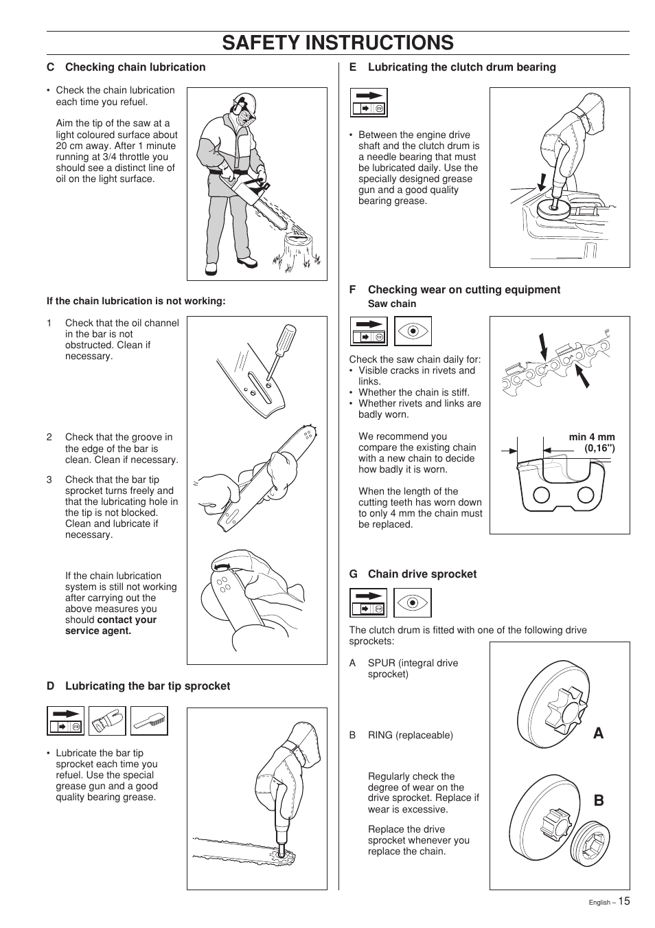 Safety instructions | Husqvarna 281XP User Manual | Page 15 / 36