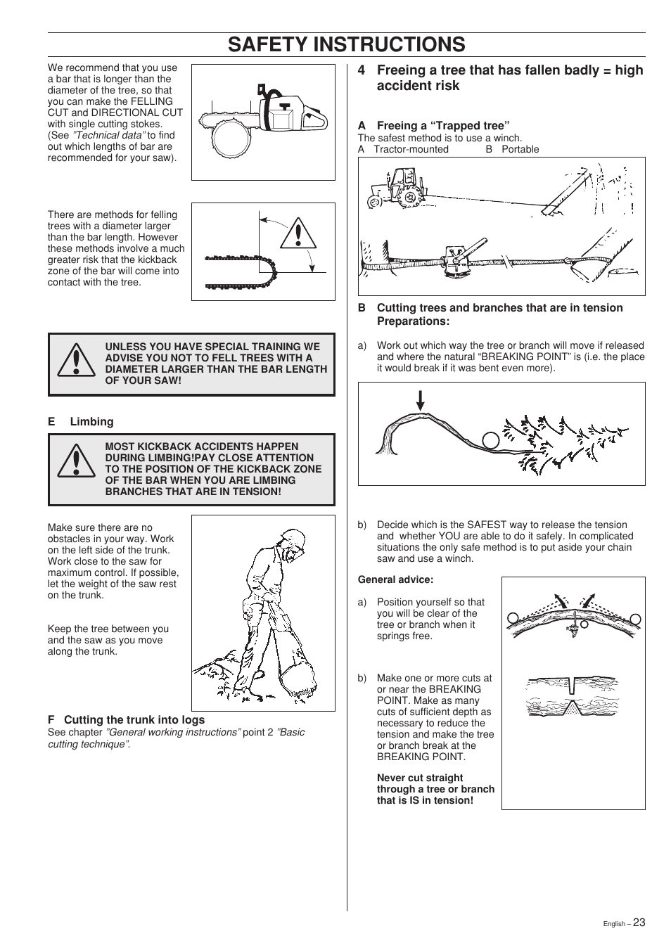 Safety instructions | Husqvarna 281XP User Manual | Page 23 / 36