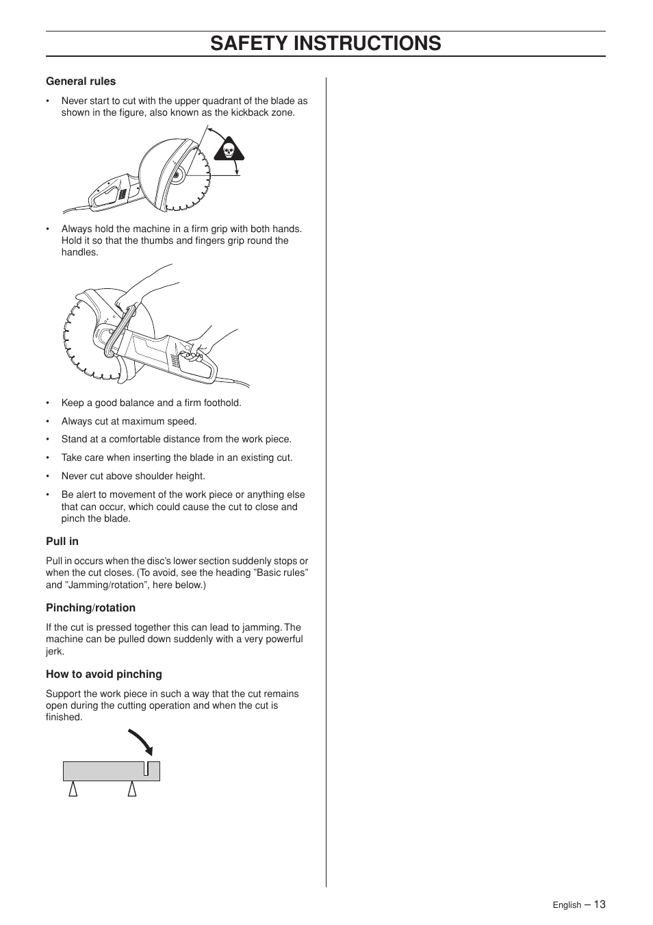 Safety instructions | Husqvarna 1152450-26 User Manual | Page 13 / 20