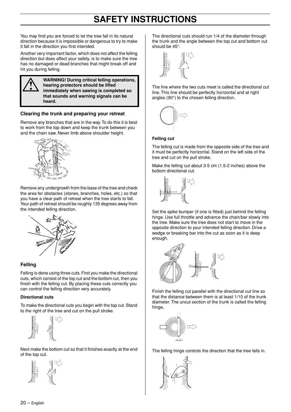 Safety instructions | Husqvarna 365 User Manual | Page 20 / 40