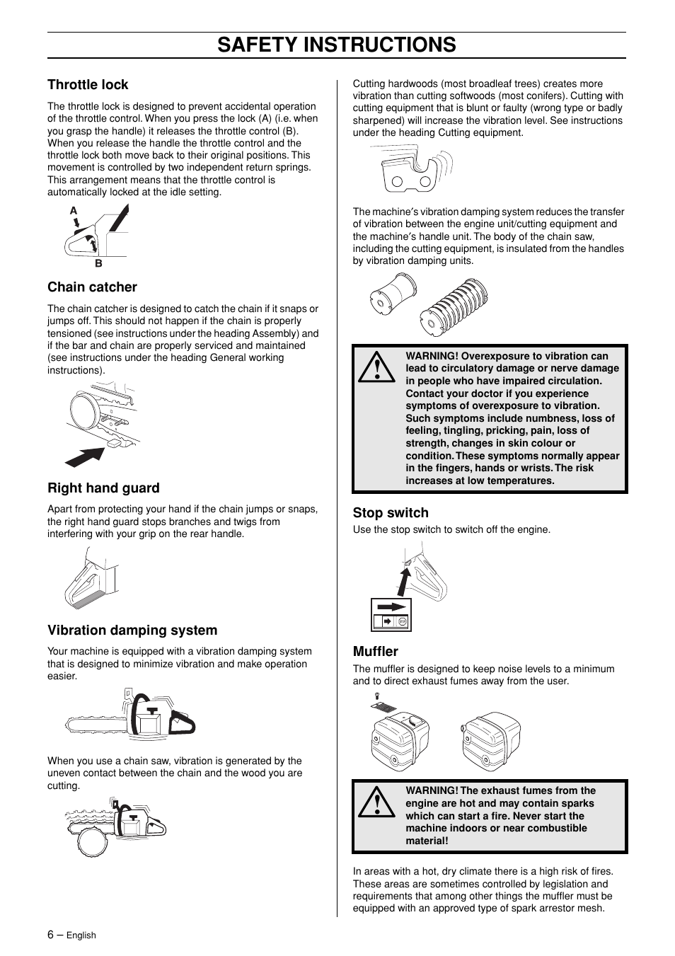 Safety instructions | Husqvarna 365 User Manual | Page 6 / 40