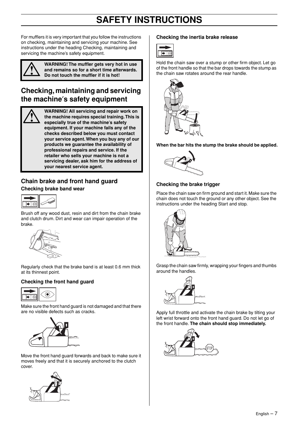 Safety instructions | Husqvarna 365 User Manual | Page 7 / 40