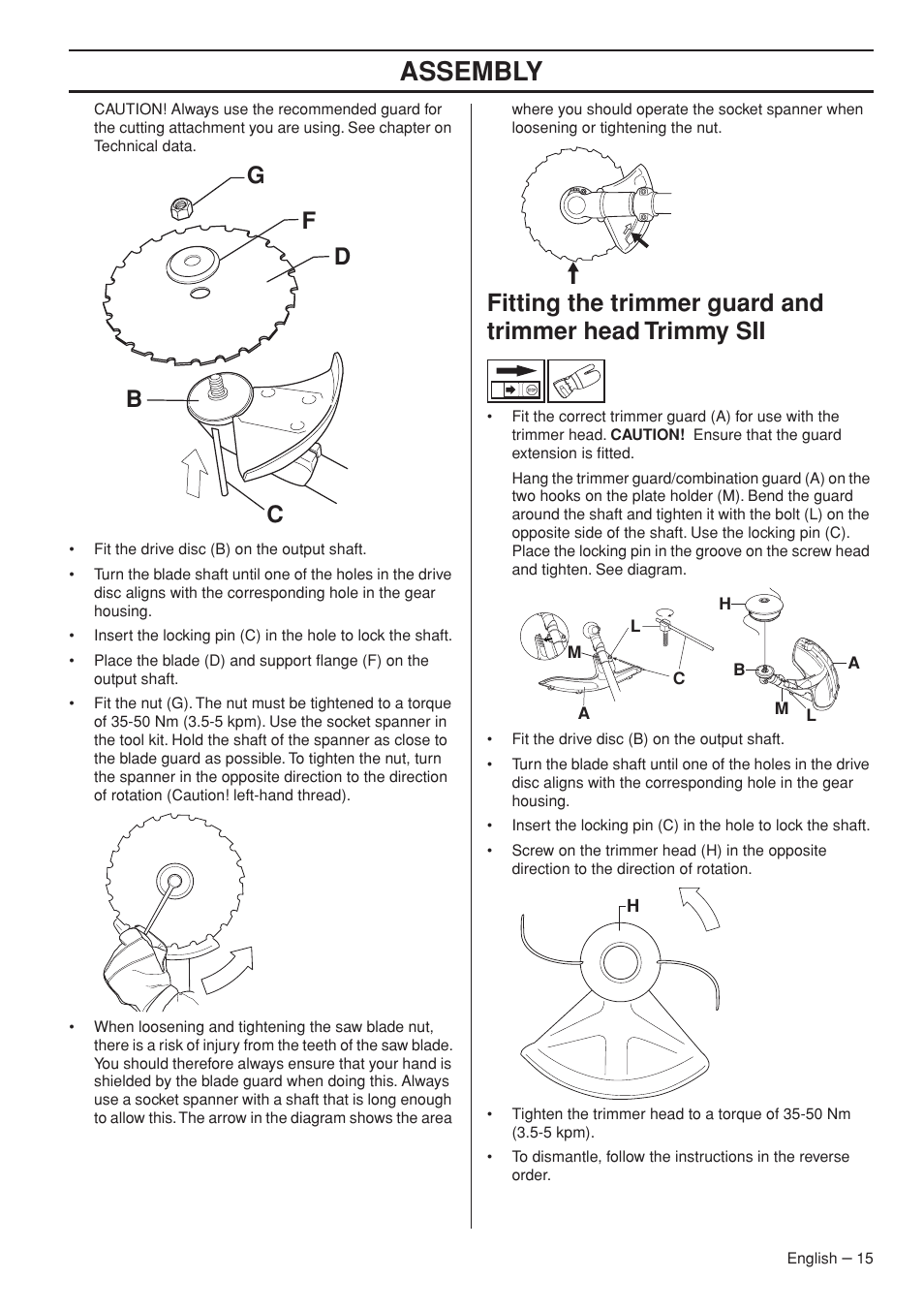 Assembly, Fd b c g | Husqvarna 235F User Manual | Page 15 / 44