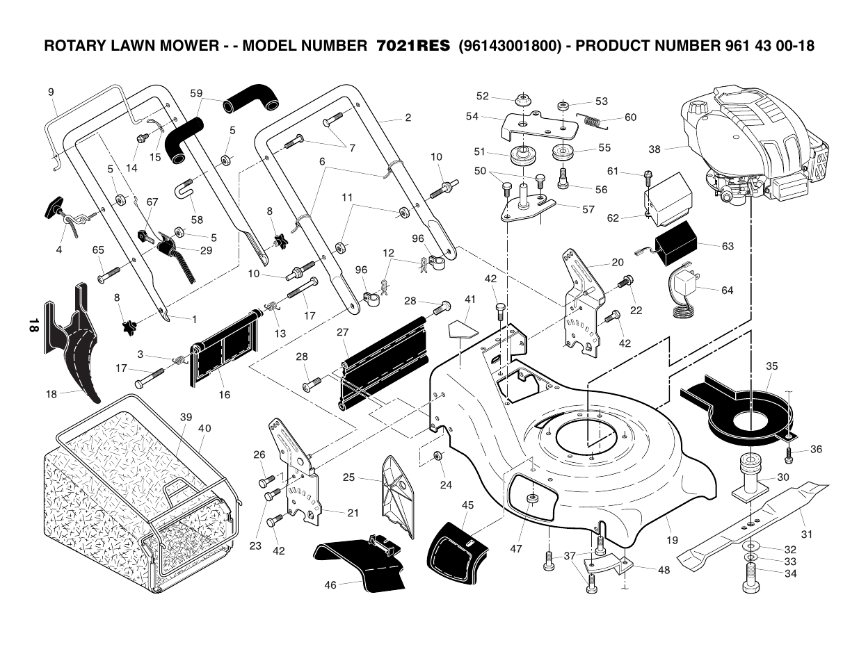 Repair parts | Husqvarna 7021RES User Manual | Page 18 / 22