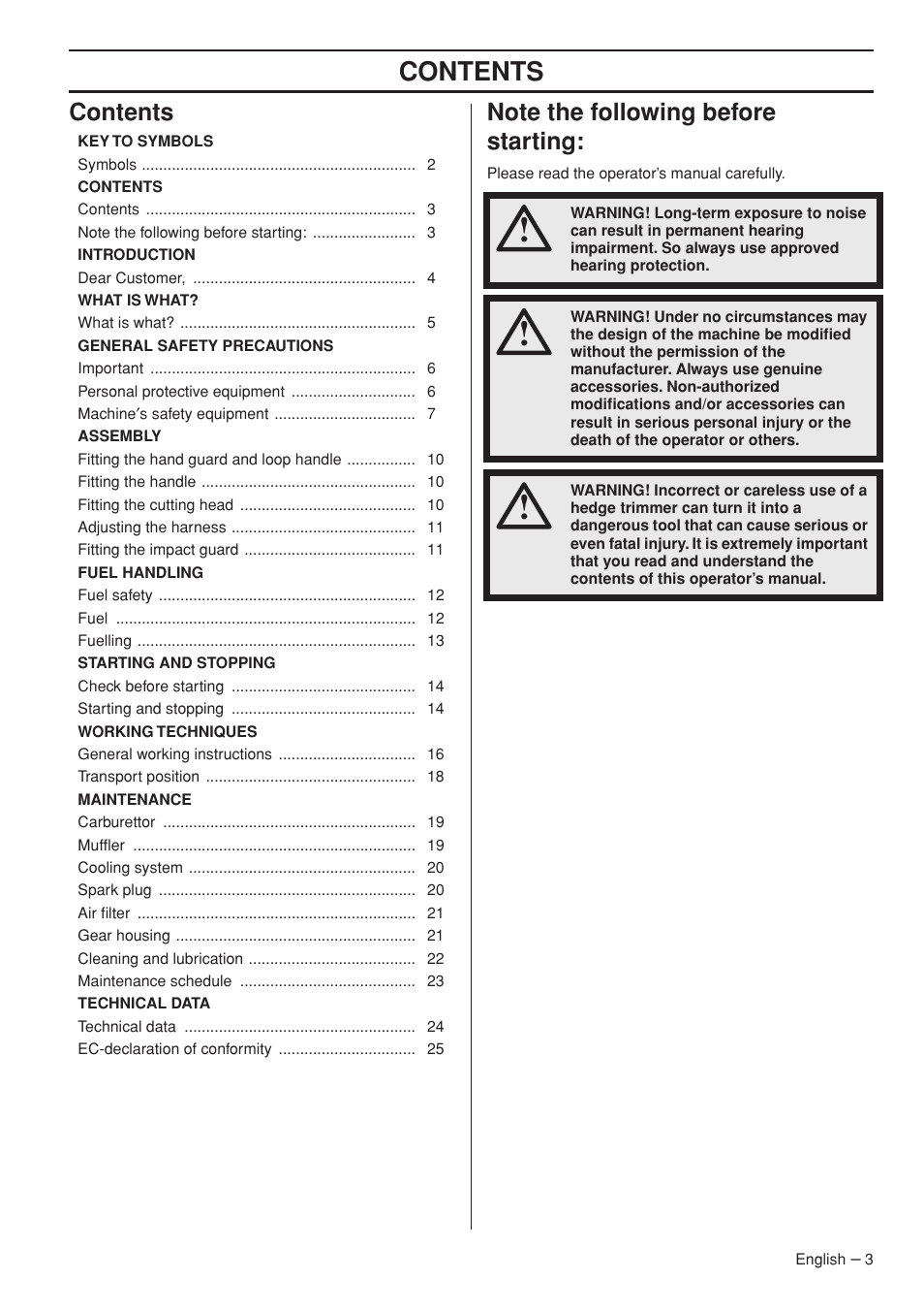 Husqvarna 327HDA65X User Manual | Page 3 / 28