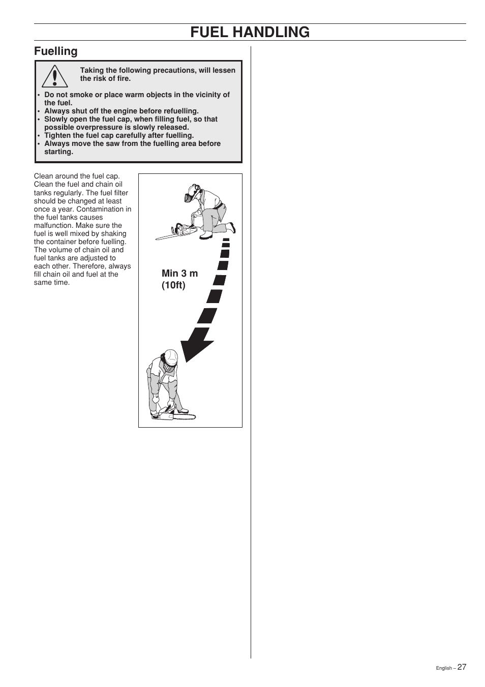 Fuel handling | Husqvarna 61 User Manual | Page 27 / 36