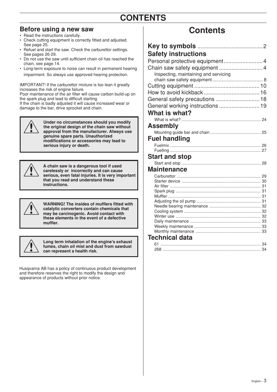 Husqvarna 61 User Manual | Page 3 / 36