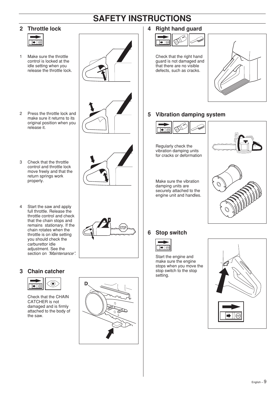 Safety instructions | Husqvarna 61 User Manual | Page 9 / 36