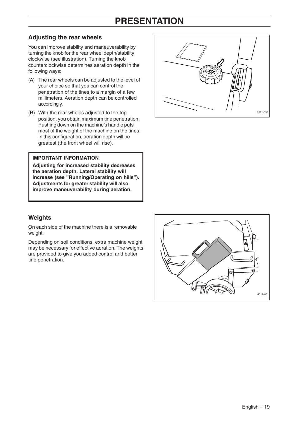 Presentation | Husqvarna AR19 User Manual | Page 21 / 56