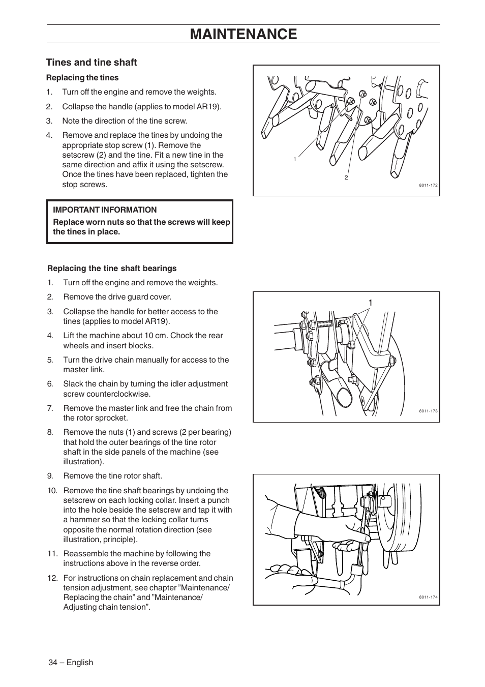Maintenance | Husqvarna AR19 User Manual | Page 36 / 56