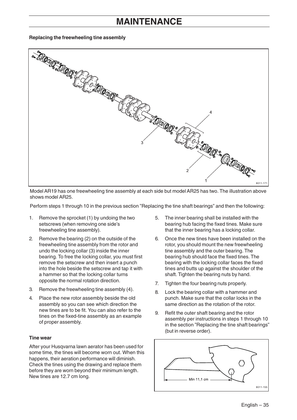 Maintenance | Husqvarna AR19 User Manual | Page 37 / 56