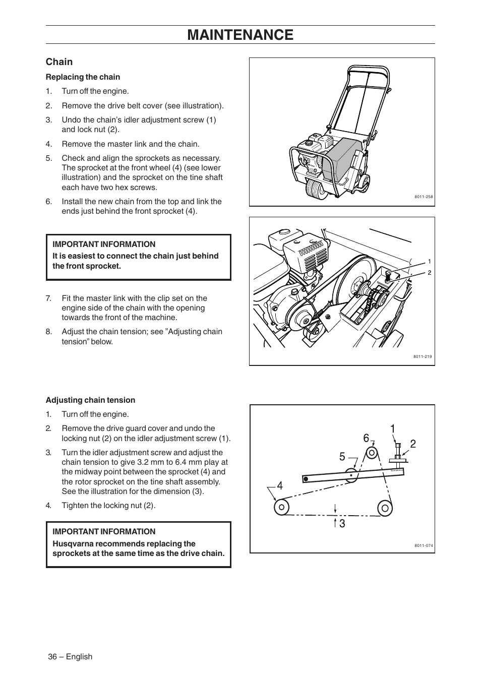 Maintenance | Husqvarna AR19 User Manual | Page 38 / 56