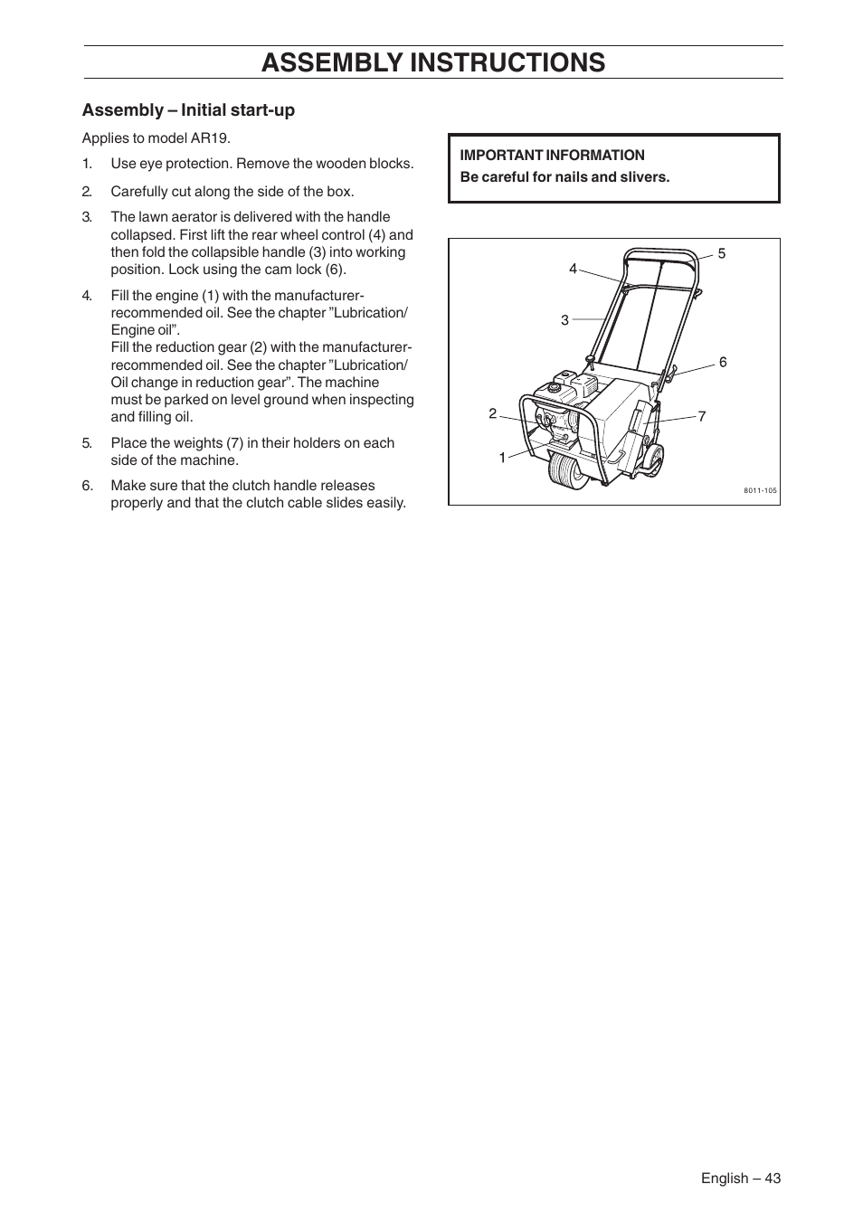 Assembly instructions | Husqvarna AR19 User Manual | Page 45 / 56
