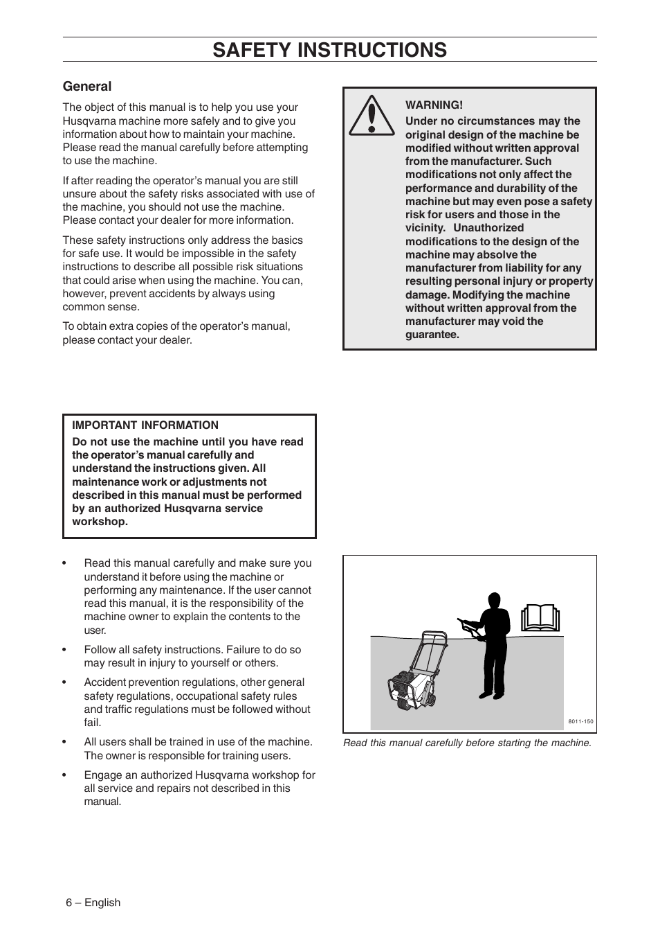 Safety instructions | Husqvarna AR19 User Manual | Page 8 / 56