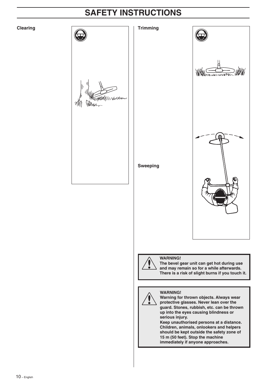 Safety instructions | Husqvarna 326C User Manual | Page 10 / 36