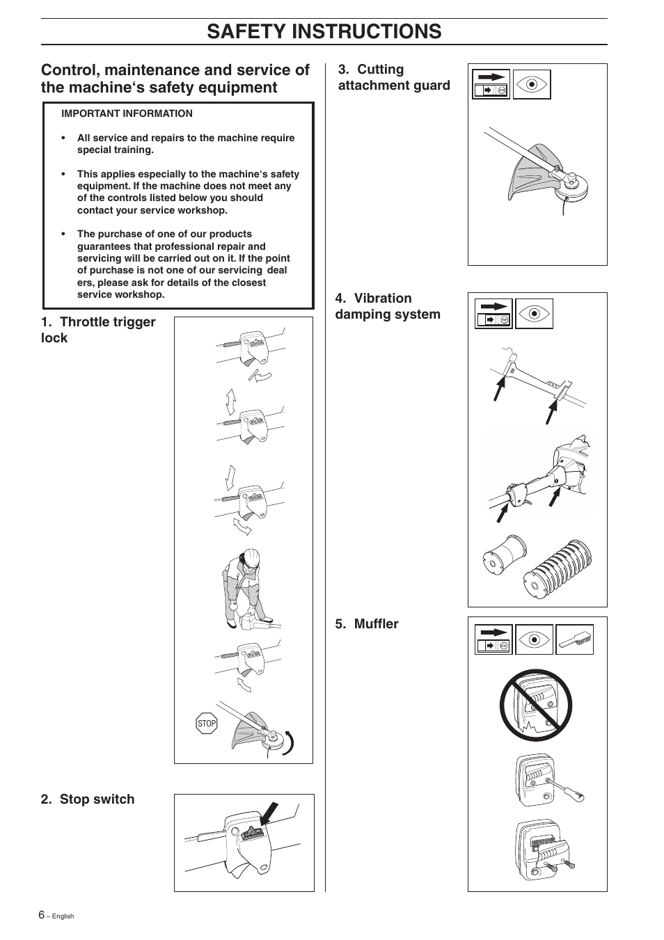 Safety instructions | Husqvarna 326C User Manual | Page 6 / 36