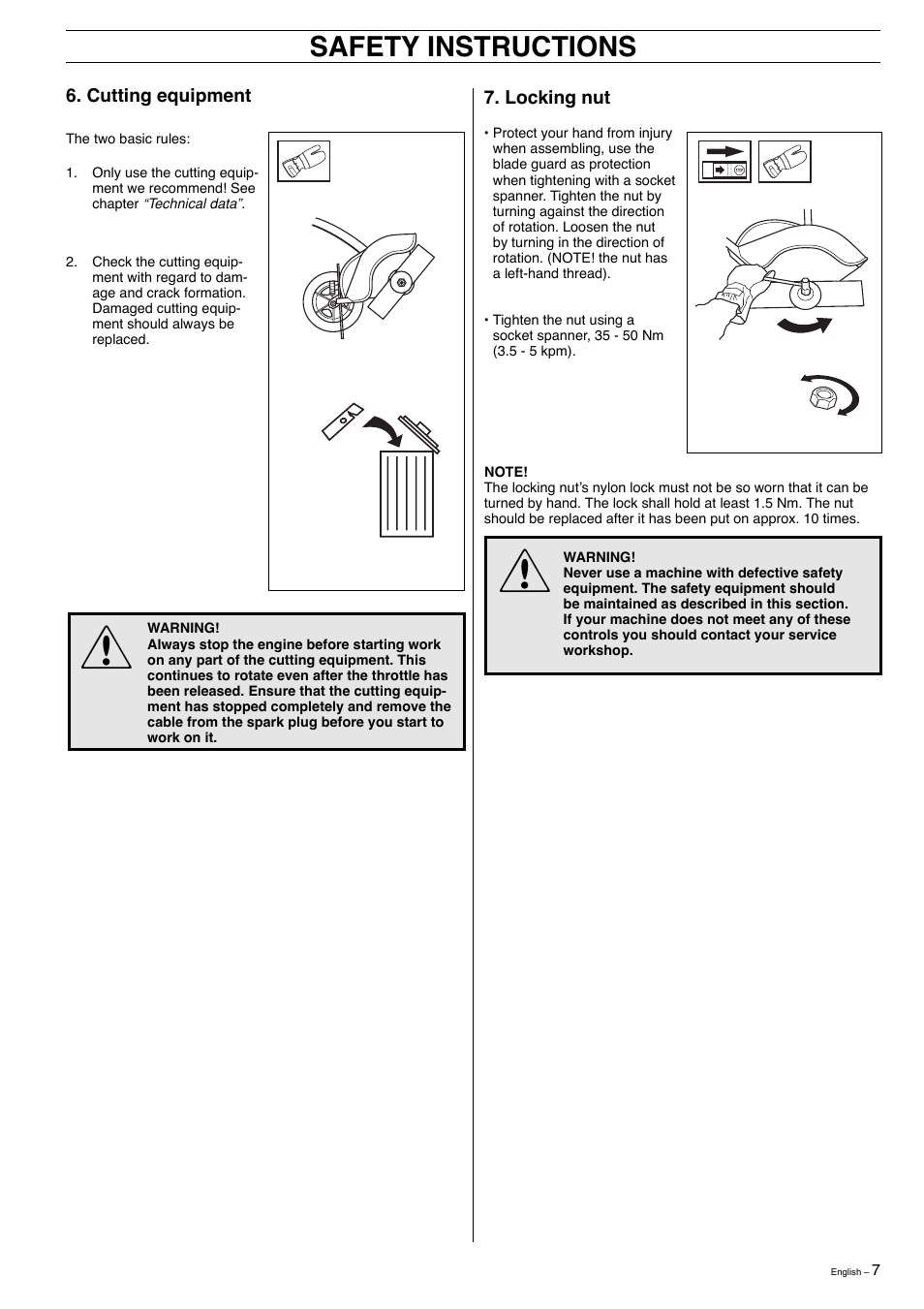 Safety instructions | Husqvarna 323E User Manual | Page 7 / 24