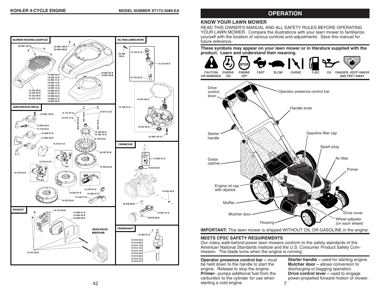Operation, Know your lawn mower | Husqvarna 917.37408 User Manual | Page 7 / 24