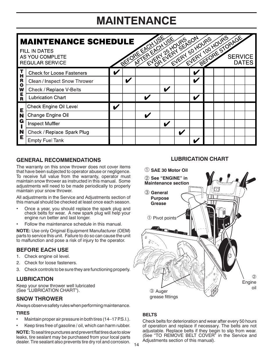 Maintenance | Husqvarna 16530-LS User Manual | Page 14 / 24