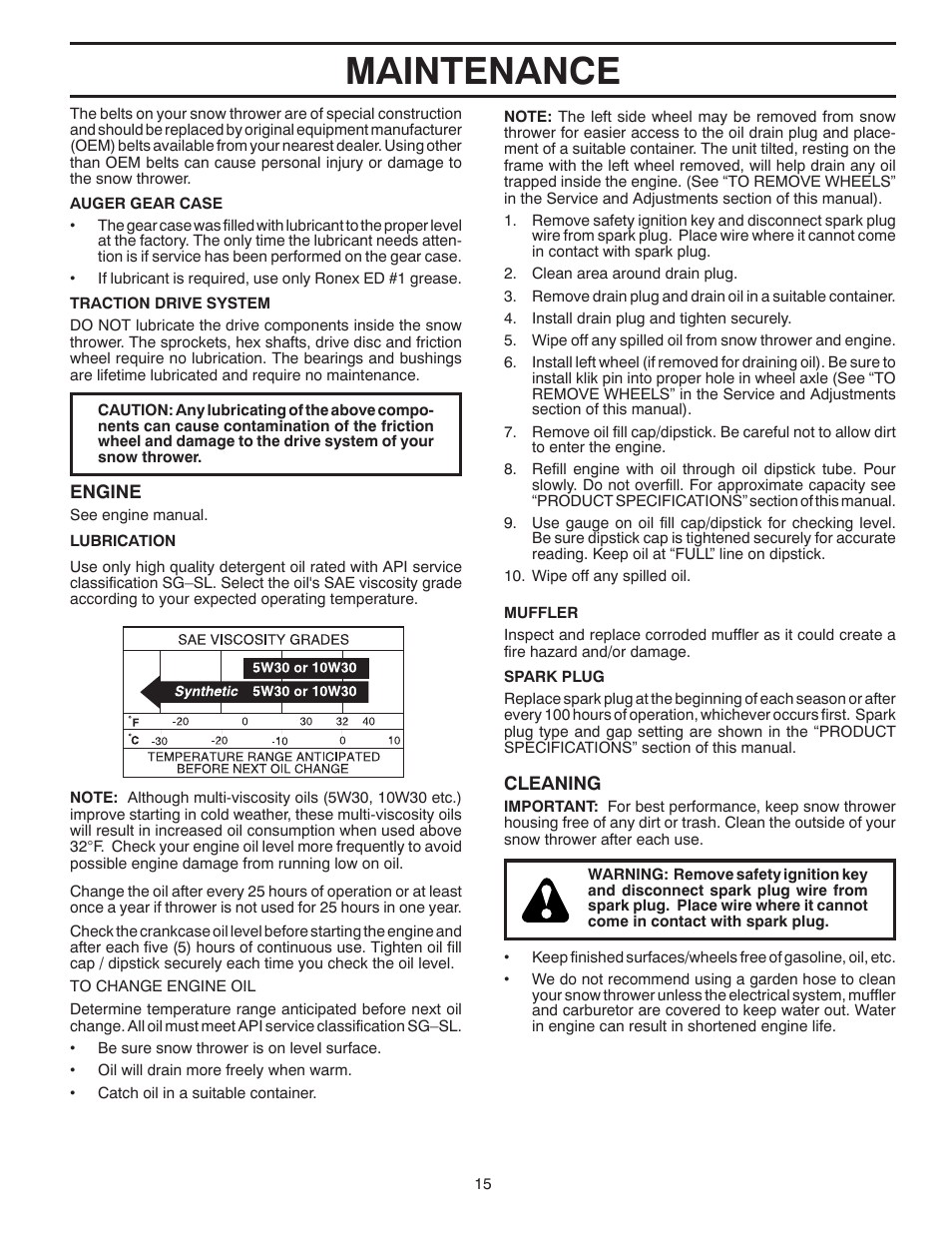 Maintenance | Husqvarna 16530-LS User Manual | Page 15 / 24