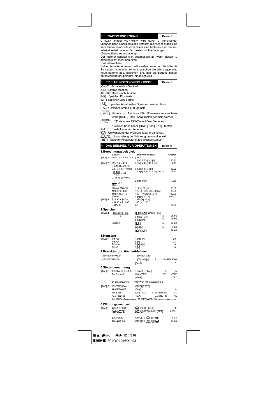 CITIZEN VC-470TIV User Manual | Page 10 / 15