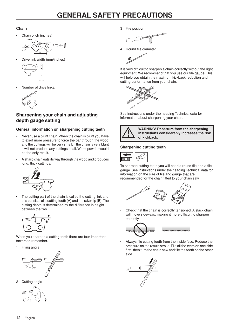 General safety precautions | Husqvarna 336 EPA I User Manual | Page 12 / 40