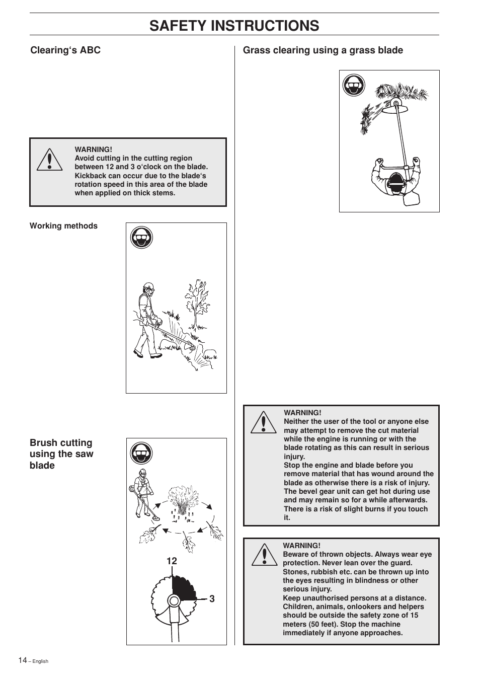 Safety instructions | Husqvarna 325RXT-Series User Manual | Page 14 / 44