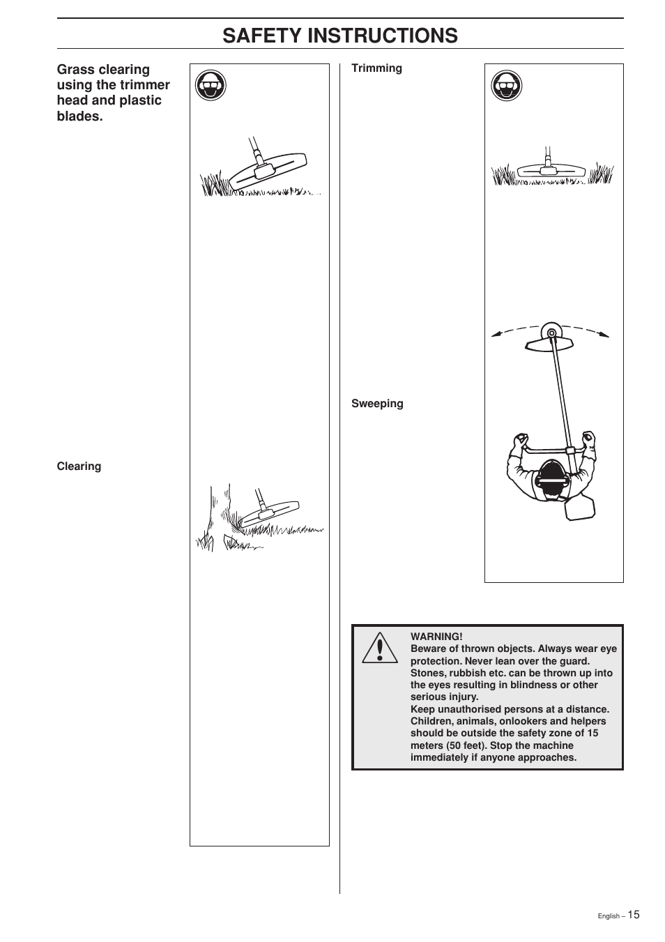 Safety instructions | Husqvarna 325RXT-Series User Manual | Page 15 / 44