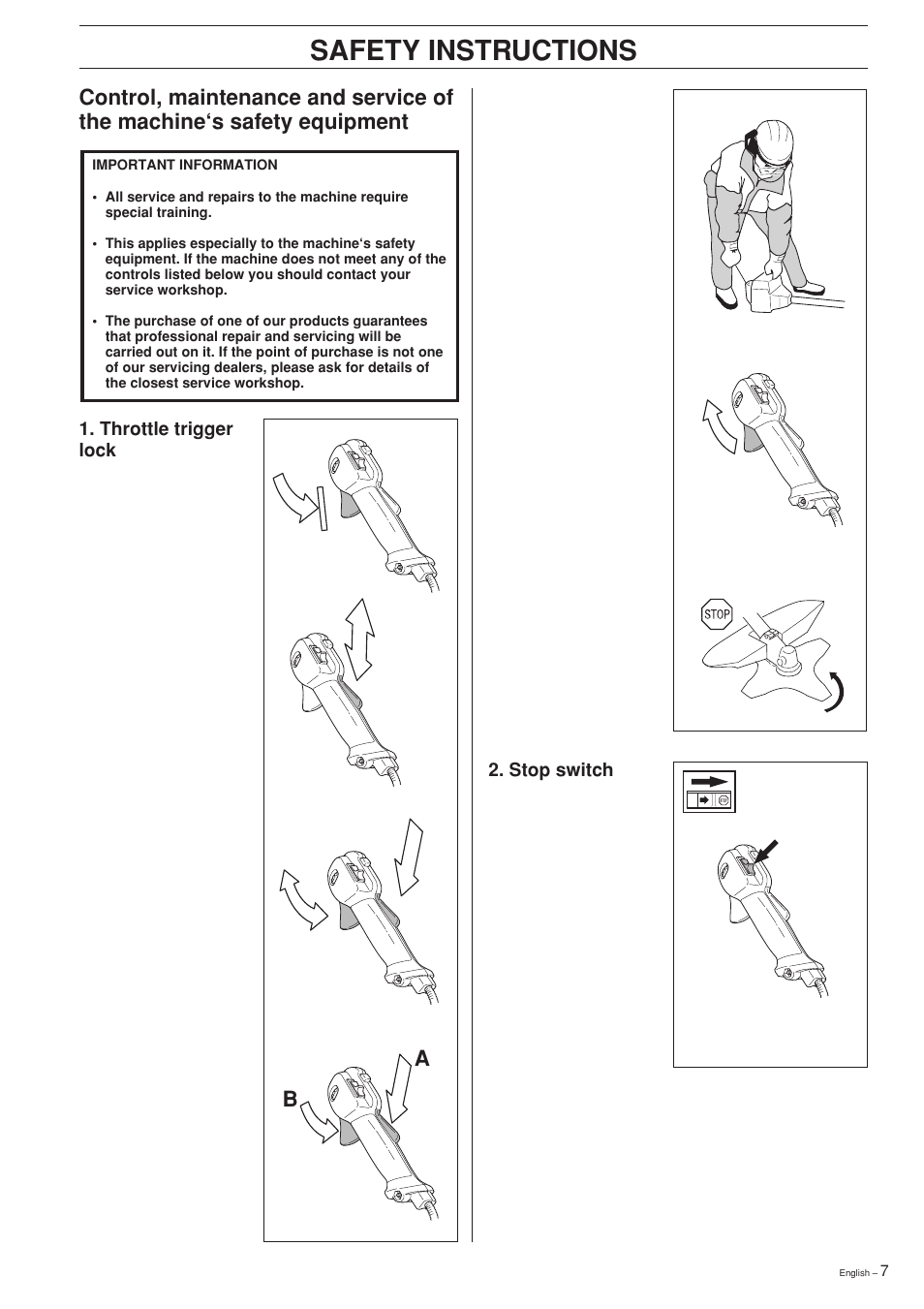 Safety instructions | Husqvarna 325RXT-Series User Manual | Page 7 / 44