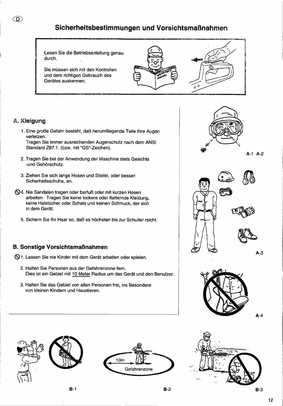 B. sonstige vorsichtsmaßnahmen, Sioherheitsbestimmungen und vorsichtsmaßnahmen, Äo icseigyrsg | Husqvarna 26H User Manual | Page 13 / 41